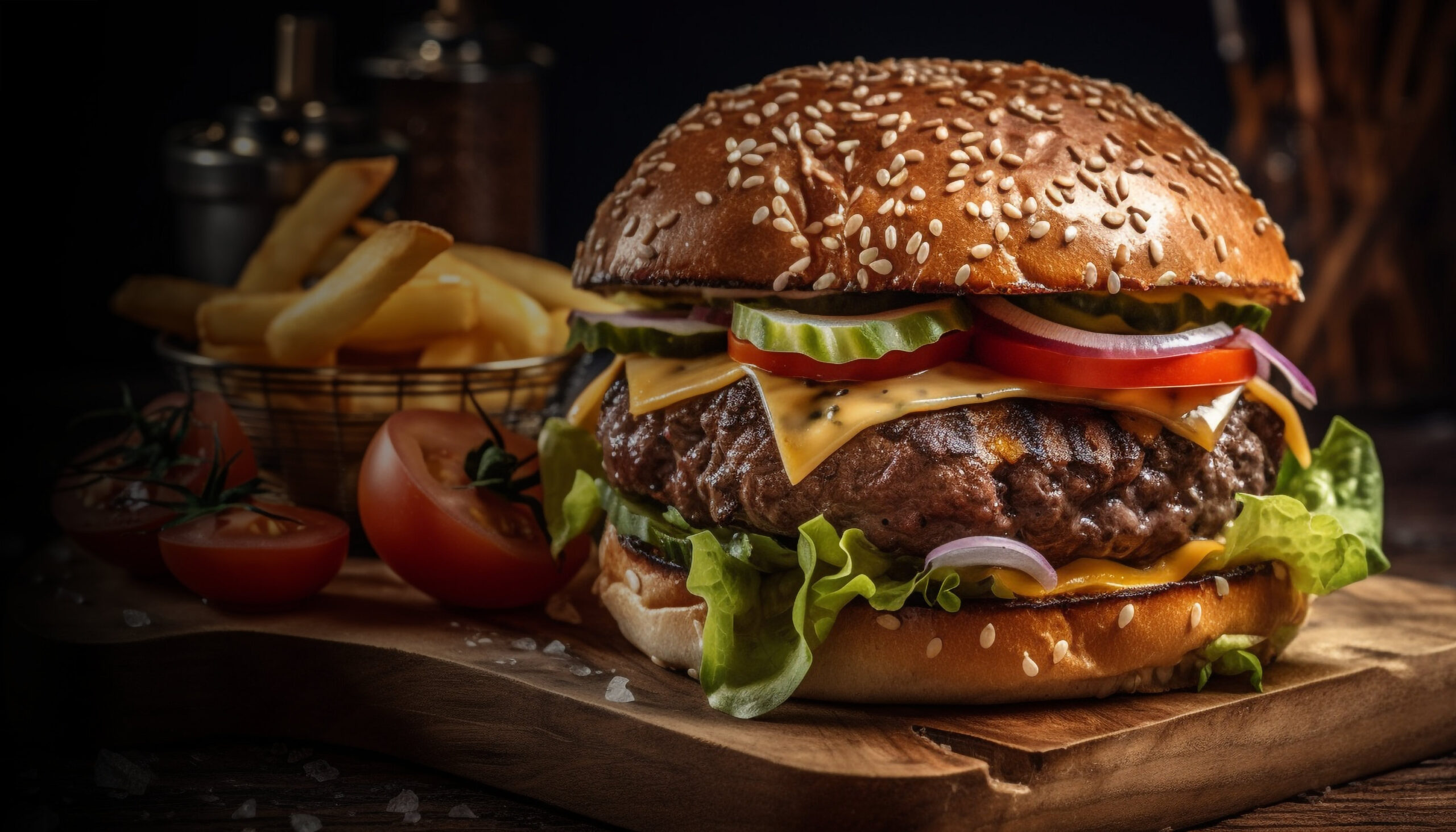 Taze malzemelerle hazırlanan Fire Hand hamburger ve çıtır patates