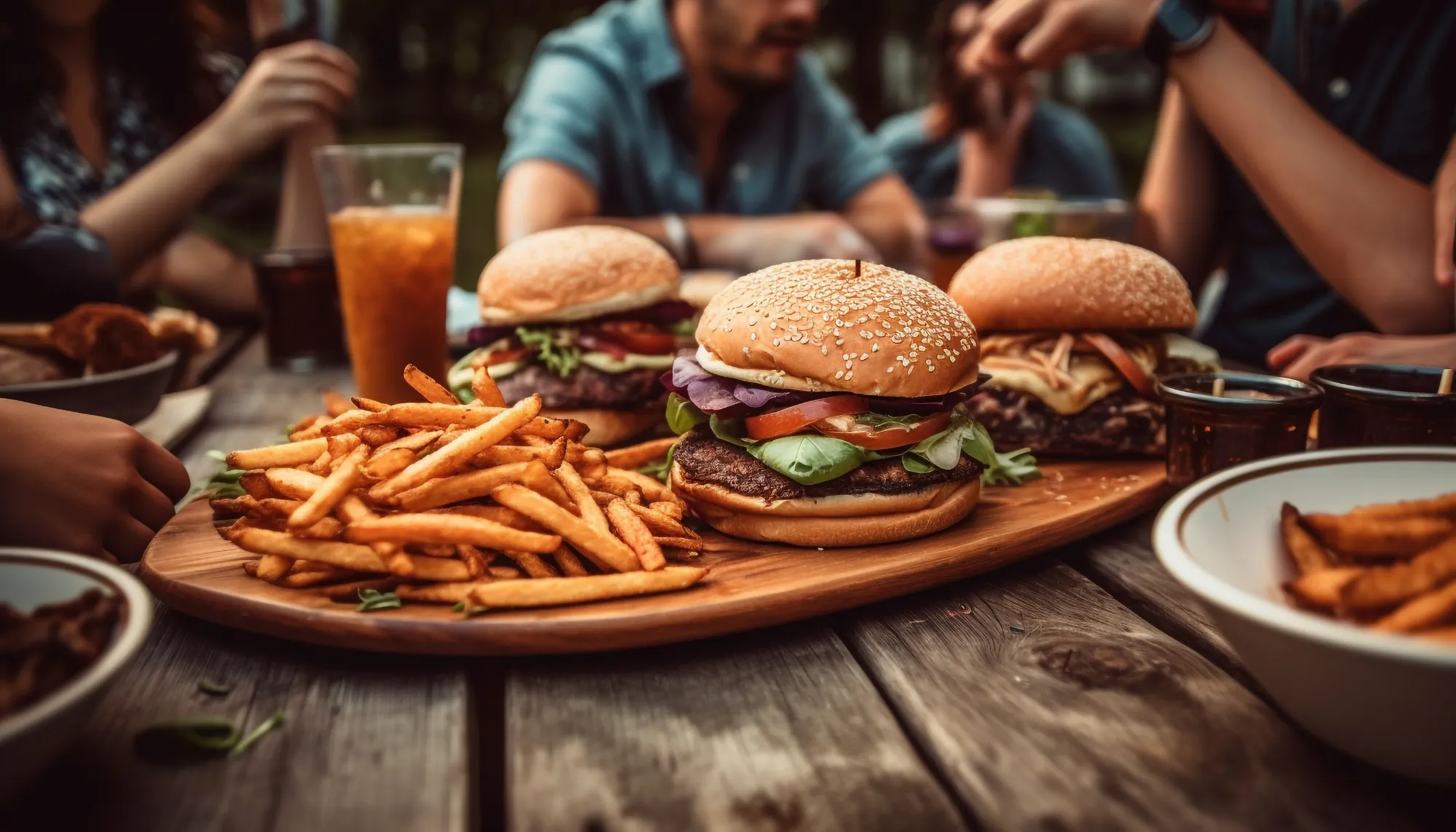 Fire Hand’de hamburger etrafında bir araya gelmek
